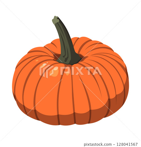 Realistic big orange pumpkin on white background - Vector Realistic big orange pumpkin on white background - Vector 128041567