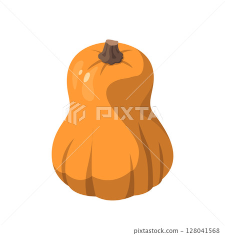 Realistic big orange pumpkin on white background - Vector Realistic big orange pumpkin on white background - Vector 128041568