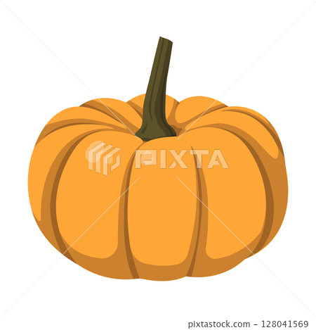 Realistic big orange pumpkin on white background - Vector 128041569