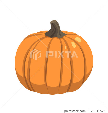 Realistic big orange pumpkin on white background - Vector Realistic big orange pumpkin on white background - Vector 128041573