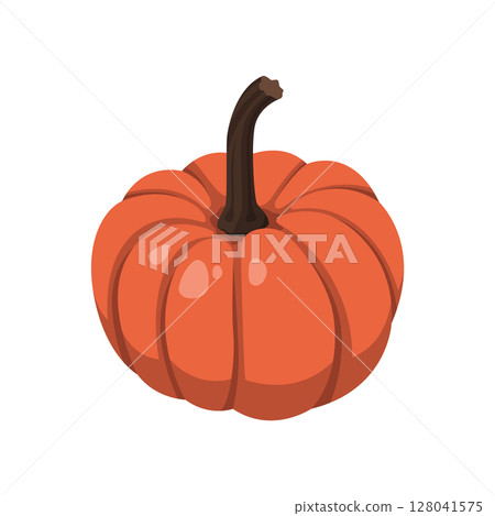Realistic big orange pumpkin on white background - Vector 128041575