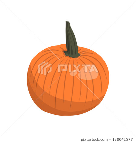 Realistic big orange pumpkin on white background - Vector Realistic big orange pumpkin on white background - Vector 128041577