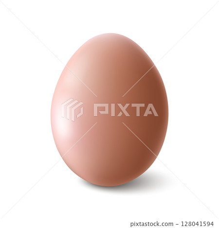 Big realistic gray chicken egg with shadow on white background - Vector 128041594