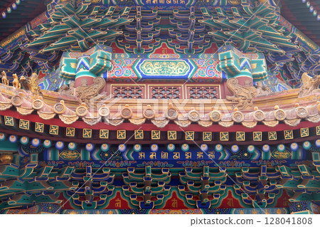 Colorful ceiling decoration at the of The Lama Yonghe Temple in Beijing Colorful ceiling decoration at the of The Lama Yonghe Temple in Beijing 128041808