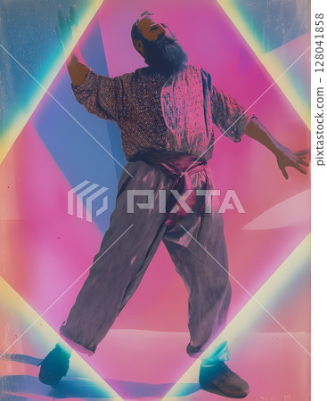 復古迪士可風格的男舞者 復古迪士可風格的男舞者 128041858