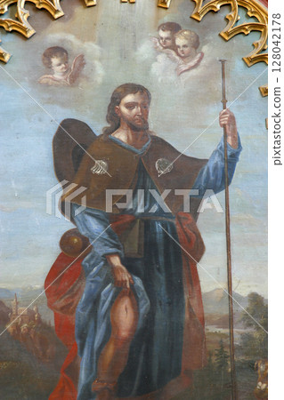 Saint Roch altarpiece in the Parish Church of Saint Peter in Velesevec, Croatia Saint Roch altarpiece in the Parish Church of Saint Peter in Velesevec, Croatia 128042178