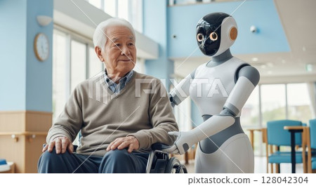 不久的將來機器人將照顧老人 128042304