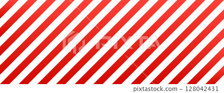 Red and white diagonal striped pattern for background or festive decoration. Red and white diagonal striped pattern for background or festive decoration. 128042431
