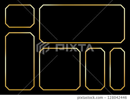 Geometric golden frames in varying sizes and orientations against a stark background. Geometric golden frames in varying sizes and orientations against a stark background. 128042446