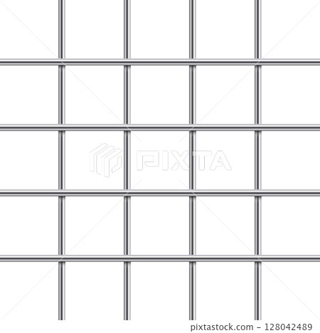 Metallic grid pattern with intersecting lines forming symmetrical squares. Metallic grid pattern with intersecting lines forming symmetrical squares. 128042489
