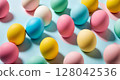 Pastel colored Easter eggs decoration. Colorful background 128042536