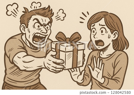 一位男士對送禮物不滿意的插圖 生成式人工智慧 128042580