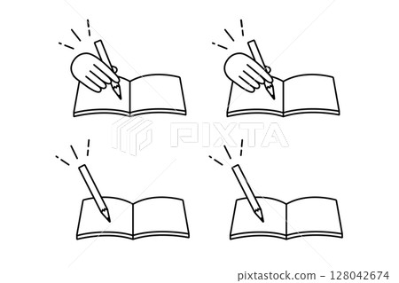 使用鉛筆和文字學習圖像的圖示集 128042674