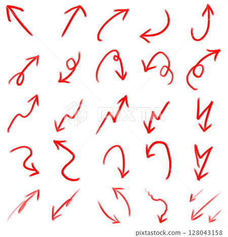 Set of red sketch style arrows on transparent background Set of red sketch style arrows on transparent background 128043158