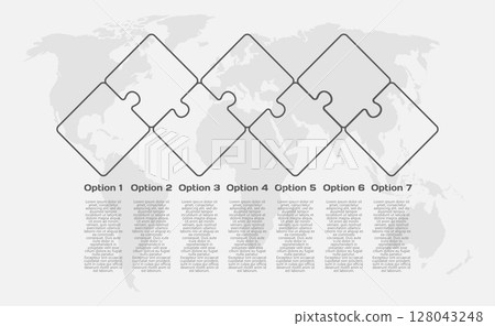 Seven steps line infographic, puzzle diagram Seven steps line infographic, puzzle diagram 128043248
