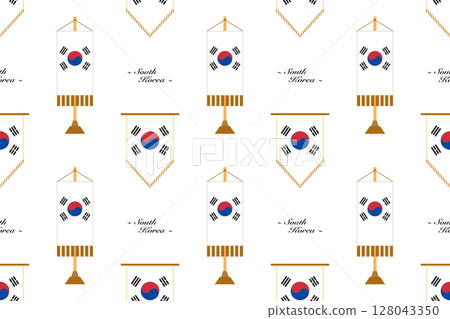 Seamless pattern background with the South Korean flag and country name 128043350