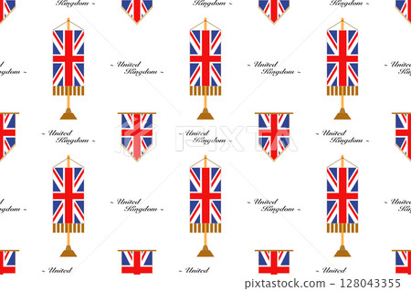 Seamless pattern background with the UK flag and country name 128043355