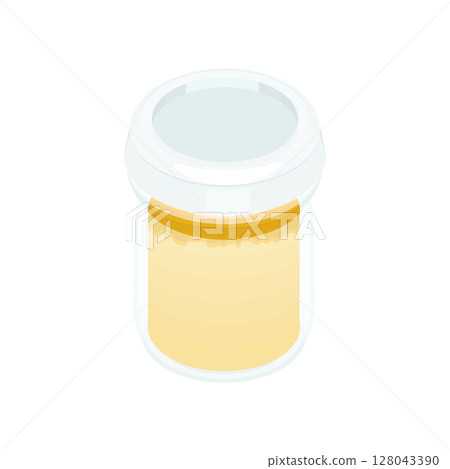 Illustration material: Mango pudding in a jar. With a lid. 128043390