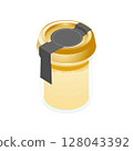 Illustration material: Mango pudding in a jar. With a lid. 128043392