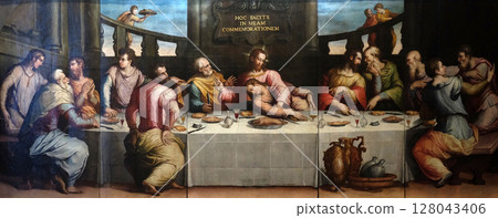 The Last Supper of Christ by Giorgio Vasari, Basilica di Santa Croce (Basilica of the Holy Cross) in Florence, Italy 128043406