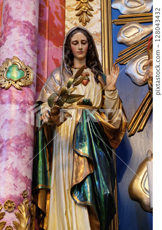 Immaculate Heart of Mary statue at the altar in the church of Saint Catherine of Alexandria in Krapina, Croatia Immaculate Heart of Mary statue at the altar in the church of Saint Catherine of Alexandria in Krapina, Croatia 128043432