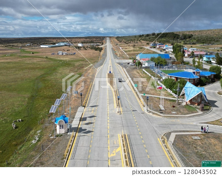Aerial view of Route 9 from Punta Arenas, Chile Aerial view of Route 9 from Punta Arenas, Chile 128043502