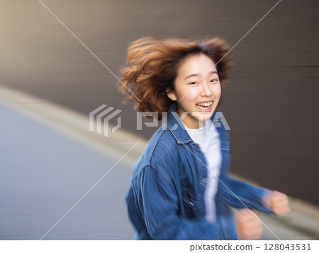 人工智慧生成的圖像：正在奔跑的少女 128043531