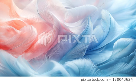 Soft Abstract Feathered Surfaces with Flowing Colors in Pastel Hues for Peaceful Vibes 128043624