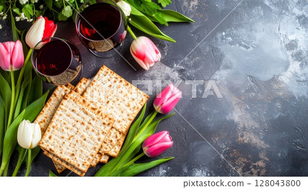 Relaxing spa still life with fresh yellow tulips, wine, and fruit in a picnic basket for a beautiful holiday celebration Relaxing spa still life with fresh yellow tulips, wine, and fruit in a picnic basket for a beautiful holiday celebration 128043800