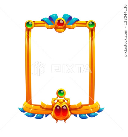 Cartoon Egyptian gold frame with scarab and gemstones, ancient Egypt game icon asset, vintage gui symbols and treasure, historical fantasy interface border inspired by Egyptian art and mythology Cartoon Egyptian gold frame with scarab and gemstones, ancient Egypt game icon asset, vintage gui symbols and treasure, historical fantasy interface border inspired by Egyptian art and mythology 128044136