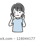 Illustration of a child suffering from a rash 128044177