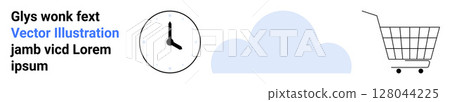 Cloud with a shopping cart and clock symbolizing storage, time management, and e-commerce. Ideal for technology, time efficiency, online shopping, digital marketing, cloud services, productivity Cloud with a shopping cart and clock symbolizing storage, time management, and e-commerce. Ideal for technology, time efficiency, online shopping, digital marketing, cloud services, productivity 128044225