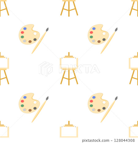 Seamless Pattern Background with Art Supplies	 128044308