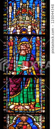 Saint Paul, stained glass window in the Basilica di Santa Croce (Basilica of the Holy Cross) - famous Franciscan church in Florence, Italy Saint Paul, stained glass window in the Basilica di Santa Croce (Basilica of the Holy Cross) - famous Franciscan church in Florence, Italy 128044348