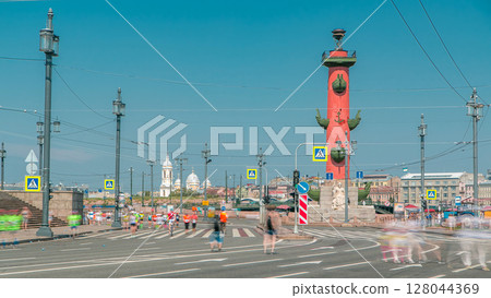 Birzhevoy Bridge timelapse. XXVII International marathon in Saint Petersburg , Russia Birzhevoy Bridge timelapse. XXVII International marathon in Saint Petersburg , Russia 128044369