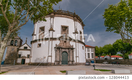 Monastery da Serra do Pilar in Vila Nova de Gaia timelapse hyperlapse, Portugal. 128044413