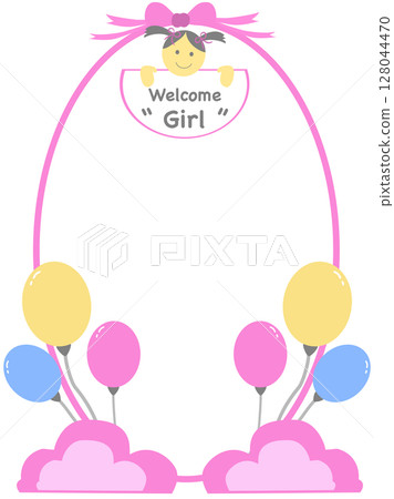 Photo frame with balloon for Baby Welcome or Gender Reveal Photo frame with balloon for Baby Welcome or Gender Reveal 128044470