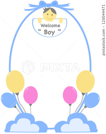Photo frame with balloon for Baby Welcome or Gender Reveal 128044471