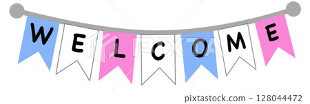 Printable Welcome Baby Decorations, Gender Reveal Party Flags	 128044472