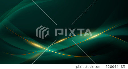 green abstract background design with elegant golden elements vector illustration 128044485