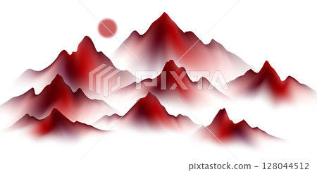 Modern design vector illustration of beautiful Chinese ink landscape painting. 128044512
