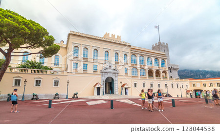 Prince's Palace of Monaco timelapse hyperlapse. Official residence of the Prince of Monaco. Prince's Palace of Monaco timelapse hyperlapse. Official residence of the Prince of Monaco. 128044538