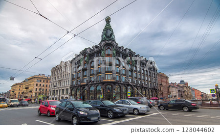 Singer House at the Saint Petersburg timelapse hyperlapse. Singer House at the Saint Petersburg timelapse hyperlapse. 128044602