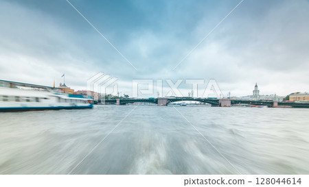 River trips on canals of St. Petersburg Russia timelapse hyperlapse 128044614