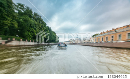 River trips on canals of St. Petersburg Russia timelapse hyperlapse 128044615