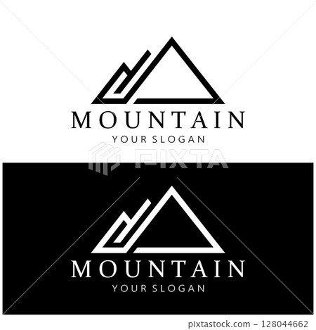 Minimalist mountain and sun logo design in flat colors packed with modern concepts vector illustration Minimalist mountain and sun logo design in flat colors packed with modern concepts vector illustration 128044662