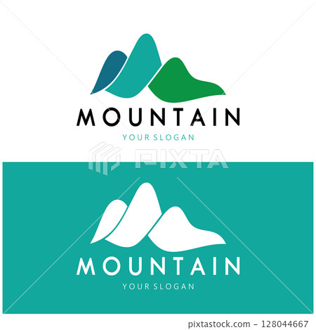 Minimalist mountain and sun logo design in flat colors packed with modern concepts vector illustration Minimalist mountain and sun logo design in flat colors packed with modern concepts vector illustration 128044667