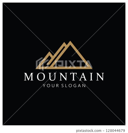 Minimalist mountain and sun logo design in flat colors packed with modern concepts vector illustration Minimalist mountain and sun logo design in flat colors packed with modern concepts vector illustration 128044679