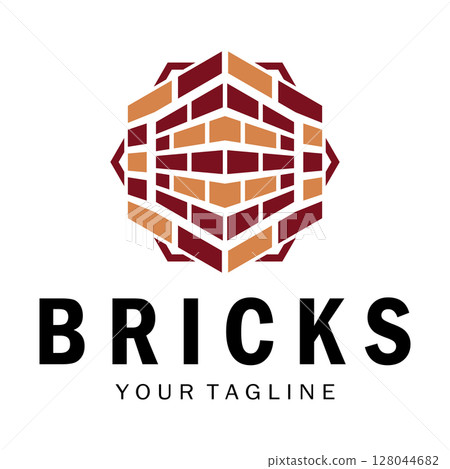 creative brick logo designs for buildings, architectural buildings, civil engineering, building materials shops 128044682