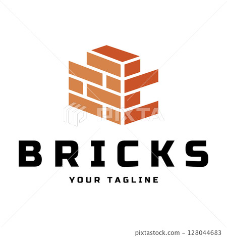 creative brick logo designs for buildings, architectural buildings, civil engineering, building materials shops 128044683